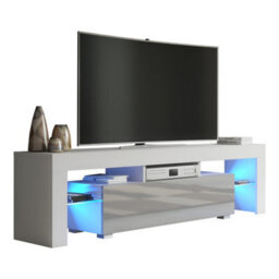 Creative Furniture Aria Tv Unit 160Cm - White & Grey Gloss Doors And Led Lights - thumbnail 3