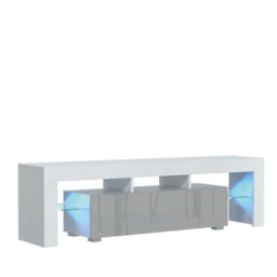 Creative Furniture Aria Tv Unit 160Cm - White & Grey Gloss Doors And Led Lights - thumbnail 7