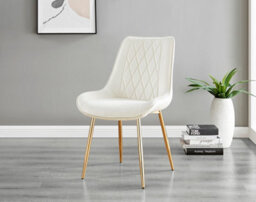 Furniturebox Imperia White High Gloss 6 Seater Dining Table With Structural 2 Plinth Column Legs 6 Cream Velvet Gold Leg Pesaro Chairs - thumbnail 5