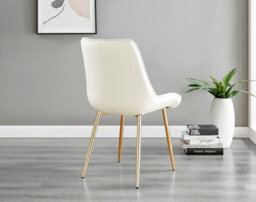 Furniturebox Imperia White High Gloss 6 Seater Dining Table With Structural 2 Plinth Column Legs 6 Cream Velvet Gold Leg Pesaro Chairs - thumbnail 7