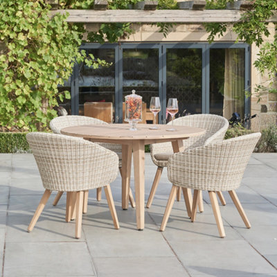 Pacific Lifestyle Cabon Acacia Wood And Pu Rattan 4 Seater Garden Dining Set - image 1
