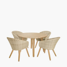 Pacific Lifestyle Cabon Acacia Wood And Pu Rattan 4 Seater Garden Dining Set - thumbnail 3