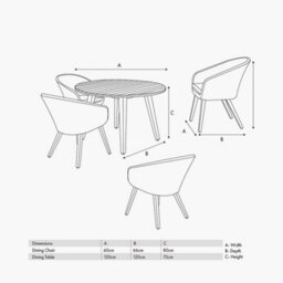 Pacific Lifestyle Cabon Acacia Wood And Pu Rattan 4 Seater Garden Dining Set - thumbnail 2