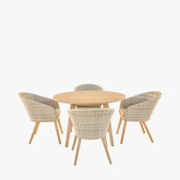 Pacific Lifestyle Cabon Acacia Wood And Pu Rattan 4 Seater Garden Dining Set - thumbnail 4