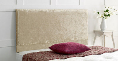 "Adore Designs Victoria Plain Crushed Velvet 3Ft Single 24"" Headboard -  Cream"