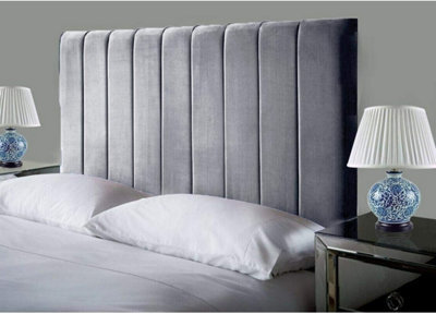 "Empire Beds Portland 24"" Height Headboard In Grey Plush Velvet Fabric For Small Double Bed" - image 1
