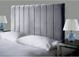 "Empire Beds Portland 24"" Height Headboard In Grey Plush Velvet Fabric For Small Double Bed"