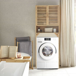 Wyld And Coco Over-The-Washer Bamboo Cabinet - Light Brown, 3 Shelves, 63 X 25 X 167 Cm - thumbnail 2