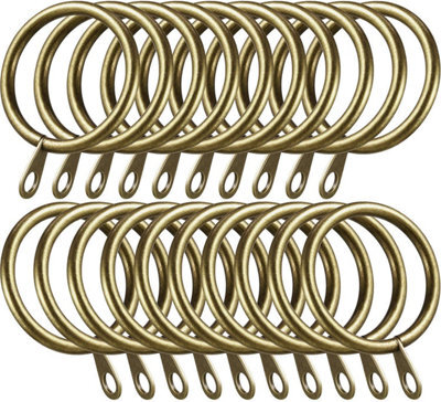 Homeelabador 45mm Extra Large Brass Colour Pole Curtain Rings With Eyelet - Pack Of 12 - image 1