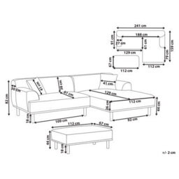 Beliani Corner Sofa 3 Seater Holt Fabric Taupe With Ottoman Left Hand - thumbnail 3