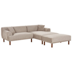 Beliani Corner Sofa 3 Seater Holt Fabric Taupe With Ottoman Left Hand - thumbnail 8