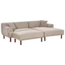 Beliani Corner Sofa 3 Seater Holt Fabric Taupe With Ottoman Left Hand - thumbnail 7
