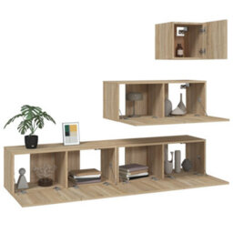 Walplus 4 Piece Tv Cabinet Set Sonoma Oak Engineered Wood - thumbnail 4
