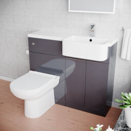 Nes Home 1000mm Dark Grey Right Hand Freestanding Cabinet With Basin, Wc Unit & Toilet - thumbnail 4