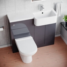 Nes Home 1000mm Dark Grey Right Hand Freestanding Cabinet With Basin, Wc Unit & Toilet - thumbnail 3