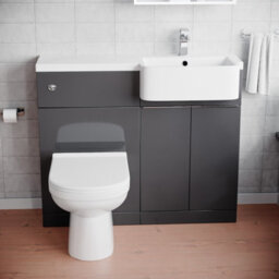 Nes Home 1000mm Dark Grey Right Hand Freestanding Cabinet With Basin, Wc Unit & Toilet - thumbnail 2