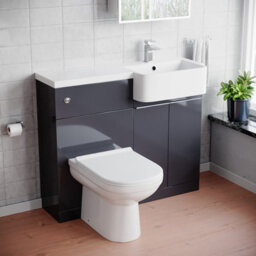 Nes Home 1000mm Dark Grey Right Hand Freestanding Cabinet With Basin, Wc Unit & Toilet - thumbnail 1