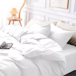 Ameha Plain Dyed Duvet Cover Complete Set With Matching Fitted Sheet & Pillowcase Microfiber White King - thumbnail 5