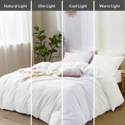 Ameha Plain Dyed Duvet Cover Complete Set With Matching Fitted Sheet & Pillowcase Microfiber White King - thumbnail 7