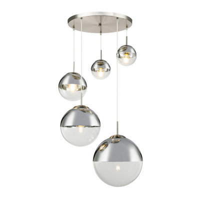 Luminosa Lighting Luminosa Varus Cluster Pendant Ceiling Light Nickel Matt Transparent Glass Shade 3X E27 - image 1