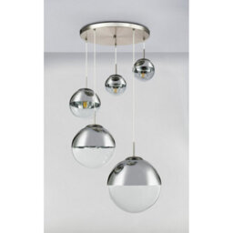 Luminosa Lighting Luminosa Varus Cluster Pendant Ceiling Light Nickel Matt Transparent Glass Shade 3X E27 - thumbnail 6