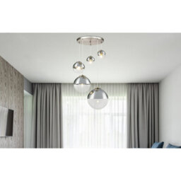 Luminosa Lighting Luminosa Varus Cluster Pendant Ceiling Light Nickel Matt Transparent Glass Shade 3X E27 - thumbnail 7