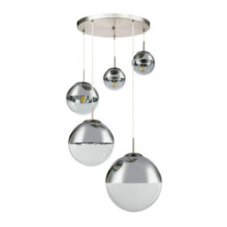 Luminosa Lighting Luminosa Varus Cluster Pendant Ceiling Light Nickel Matt Transparent Glass Shade 3X E27 - thumbnail 2