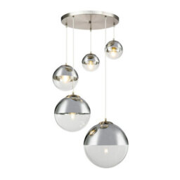 Luminosa Lighting Luminosa Varus Cluster Pendant Ceiling Light Nickel Matt Transparent Glass Shade 3X E27 - thumbnail 3