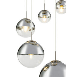 Luminosa Lighting Luminosa Varus Cluster Pendant Ceiling Light Nickel Matt Transparent Glass Shade 3X E27 - thumbnail 4
