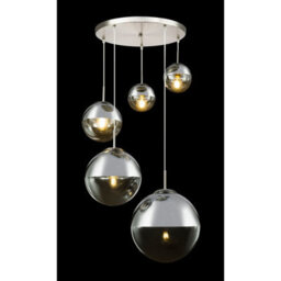 Luminosa Lighting Luminosa Varus Cluster Pendant Ceiling Light Nickel Matt Transparent Glass Shade 3X E27 - thumbnail 5