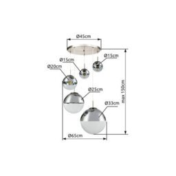 Luminosa Lighting Luminosa Varus Cluster Pendant Ceiling Light Nickel Matt Transparent Glass Shade 3X E27 - thumbnail 9