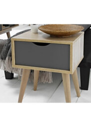 LPD Scandi Oak & Grey Lamp Table - Retro Elegance With Practical Storage - thumbnail 4