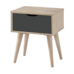 LPD Scandi Oak & Grey Lamp Table - Retro Elegance With Practical Storage - thumbnail 1