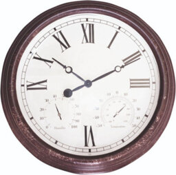 Vintage Design Garden Clock - Battery Powered Waterproof Wall Clock With Hygrometer & Thermometer - 38Cm Diameter, Antique Copper - thumbnail 4