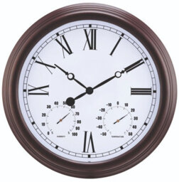 Vintage Design Garden Clock - Battery Powered Waterproof Wall Clock With Hygrometer & Thermometer - 38Cm Diameter, Antique Copper - thumbnail 1