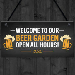 Red Ocean Garden Welcome Sign Novelty Home Bar Sign Garden Decor Hanging Signs Gifts For Him - thumbnail 4