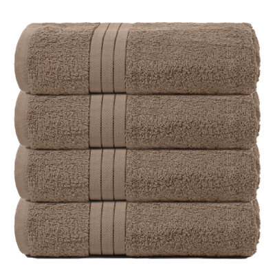 Ohs 4 Pack Of 100% Cotton Bath Towel, 70 X 115Cm - Mocha - image 1