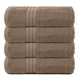 Ohs 4 Pack Of 100% Cotton Bath Towel, 70 X 115Cm - Mocha - thumbnail 1