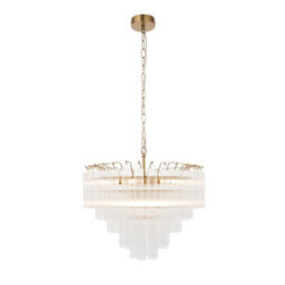 Loops Sophisticated Satin Brass Pendant Lights Set Of 2 With Ribbed Glass - thumbnail 7