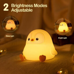 Amorly Penguin Night Light, Led Squishy Novelty Animal Night Lamp,food Grade Silicone,2 Level Dimmable, Nursery Nightlight For Desk Decor - thumbnail 3