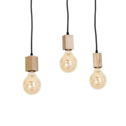 Milagro Jack Natural Wood Pendant 3Xe27 Hand Made Rustic Ladder Style 60Cm With Rope Like Cables - thumbnail 3