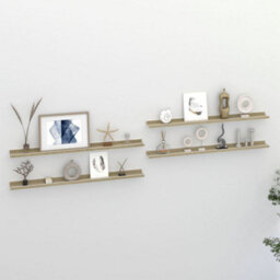 Vidaxl Wall Shelves 4 Pcs White And Sonoma Oak 100X9X3 Cm - thumbnail 1