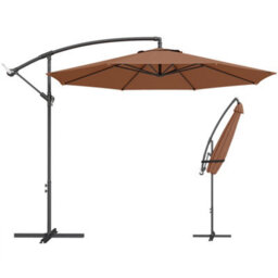 Outsunny 3(M) Garden Banana Parasol Cantilever Umbrella W/ Base, Coffee - thumbnail 2