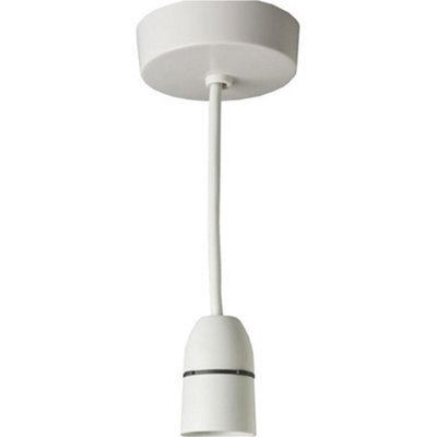 Loops 6 Inch White Ceiling Rose Pendant Light Bayonet Bc Bulb Cable Lamp Shade Holder - image 1