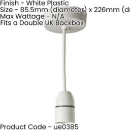 Loops 6 Inch White Ceiling Rose Pendant Light Bayonet Bc Bulb Cable Lamp Shade Holder - thumbnail 2