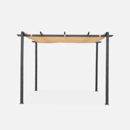 Sweeek - 3X3M Aluminium Pergola With Retractable Roof Isla Beige 305X298X222 Cm - thumbnail 2