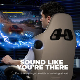 Gtplayer Gaming Chair With Speakers, Computer Chairs With Footrest Bluetooth Linkage, Ergonomic Height Adjustable Pc Chair, Ivory - thumbnail 8