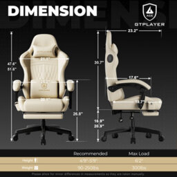 Gtplayer Gaming Chair With Speakers, Computer Chairs With Footrest Bluetooth Linkage, Ergonomic Height Adjustable Pc Chair, Ivory - thumbnail 7