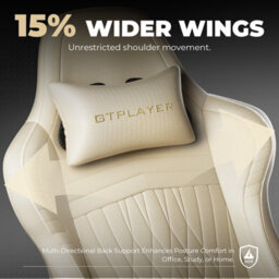Gtplayer Gaming Chair With Speakers, Computer Chairs With Footrest Bluetooth Linkage, Ergonomic Height Adjustable Pc Chair, Ivory - thumbnail 3