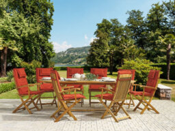 Beliani Set Of 8 Back/seat Cushions Maui 40 X 54 Cm Dark Red - thumbnail 2